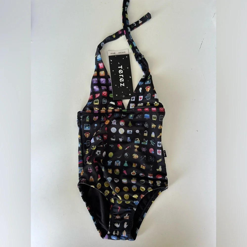 NWT one piece halter emoji swim suit 2T Zara Terez
